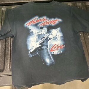 Anvil Black Graphic Tee with Blue and Red Accents